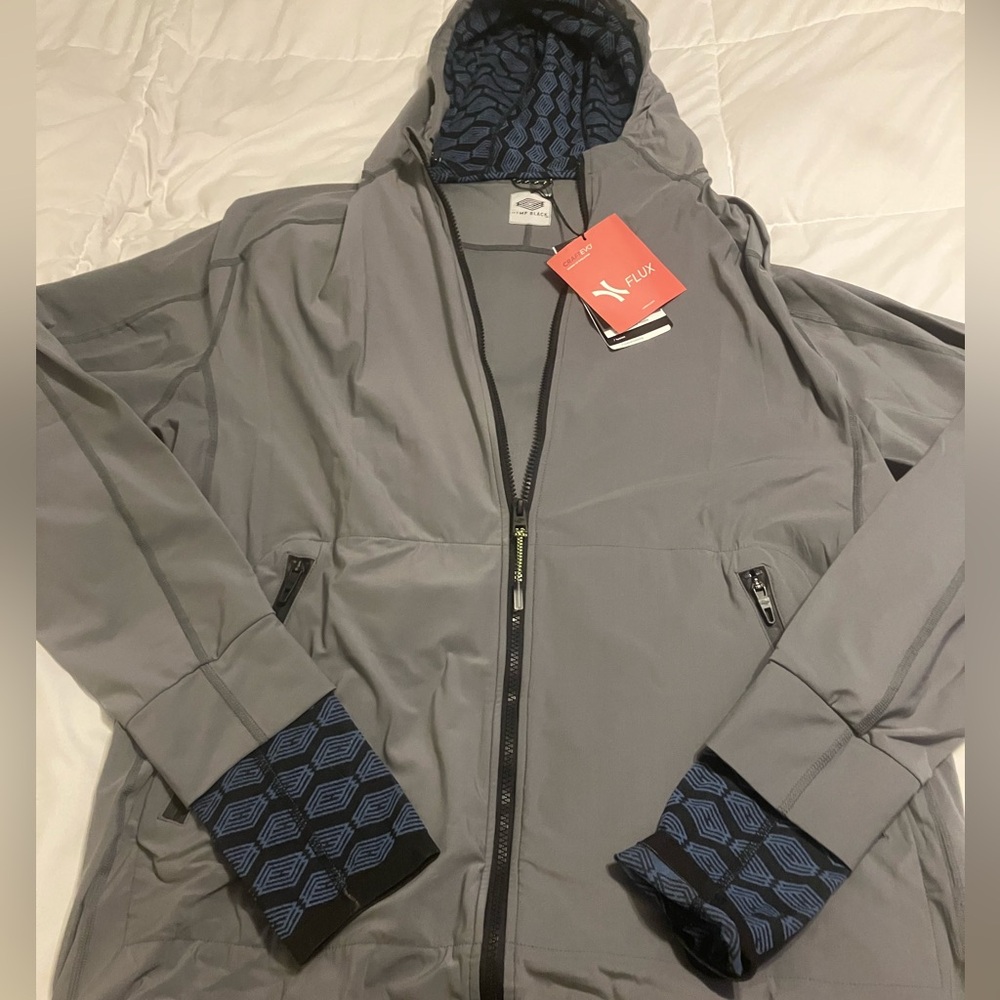 Hemp Black Flux Performance Zip Hoodie XL Gray Technical Athletic Jacket NWT